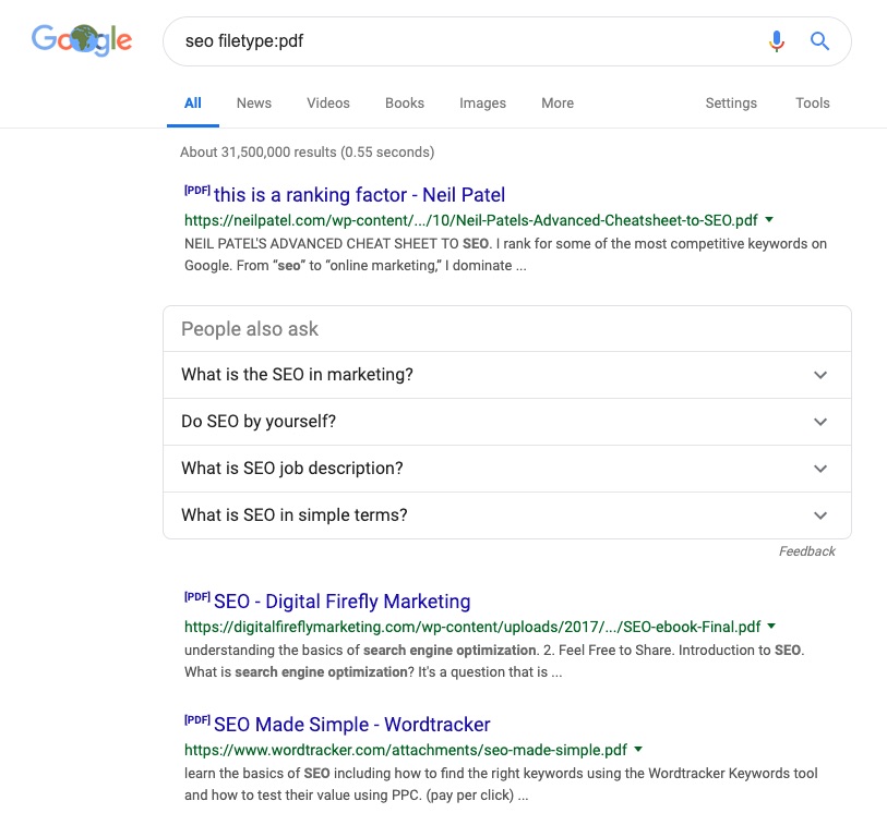 seo_filetype_pdf_-_Google_Search Google Advanced Search Operators: 50+ Google Search Commands