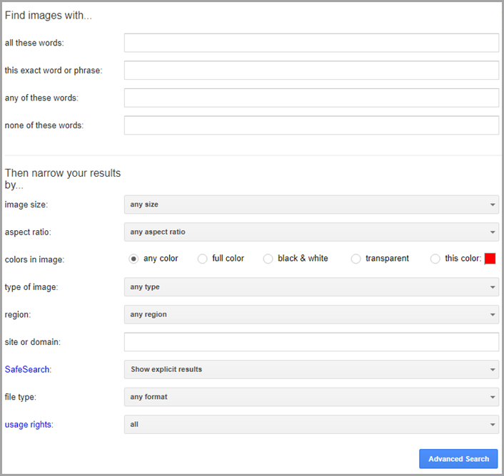 Google Images Advanced Search